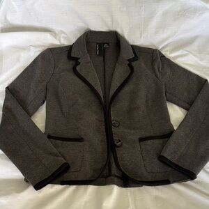 Charcoal Grey Blazer with Black Trim